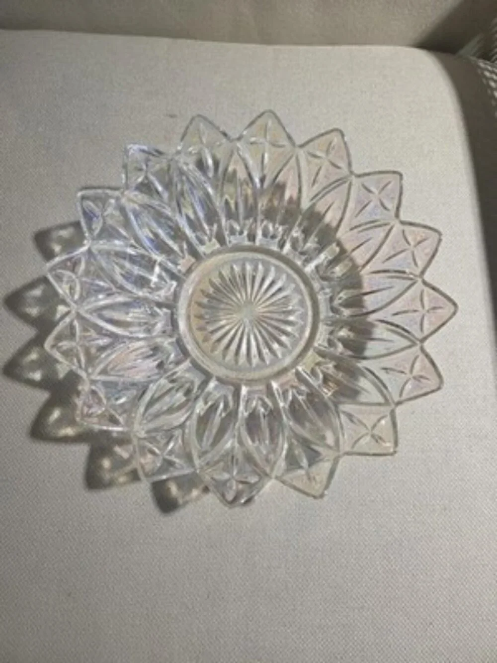 Federal Glass Iridescent Petal Rim Plate 8 Inch Vintage Pressed Glass